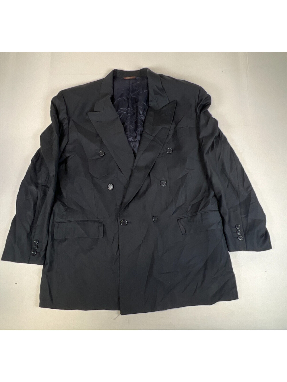 Vtg 80s/90s Hugo Boss Double Breasted Blazer Mens Size 48 Black Tailored in USA